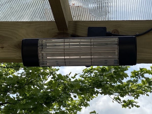 IP65 rated outdoor heater installed under gazebo