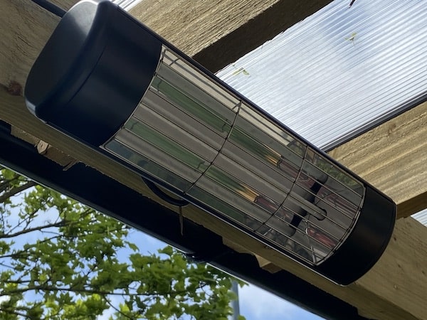 Infrared Wall mounted garden heater I installed on a pergola over a dining set