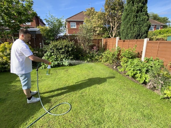 Using envii Greenkeeper's Secret Spray on Lawn Feed to feed lawn 