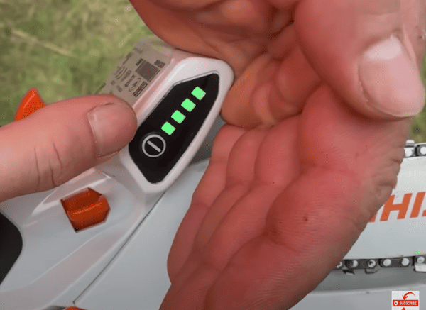 Battery level indicator on Stihl mini chainsaw