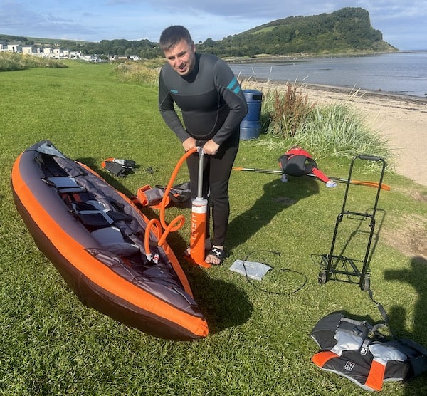 Getting the Kayak ready for a solo trip out into the bay