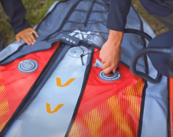 Inflating the Aqua Marina Memba Leisure Drop Stitch Inflatable Kayak is easy