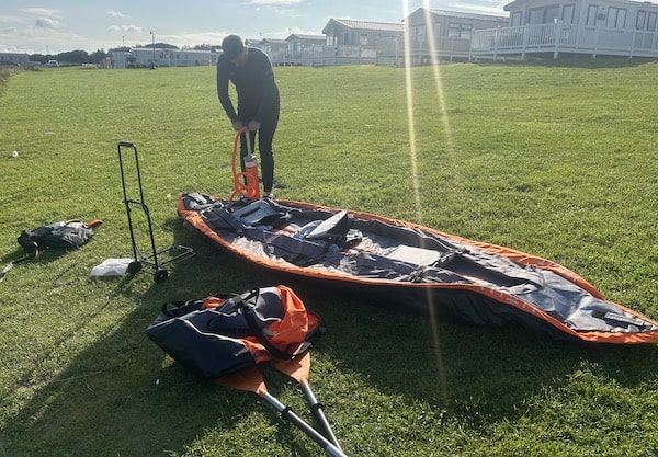 The ITIWIT 100 2/3 Inflatable Kayak takes me around 10 minutes to unpack and inflate