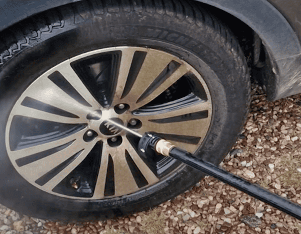WORX HYDROSHOT Pressure Cleaner cleaning wheels