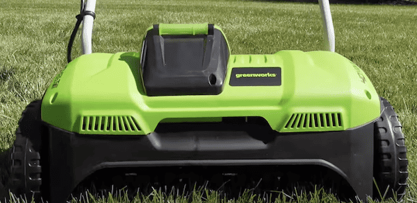 Greenworks 40v Cordless G40DT35 Scarifier gives 15 minutes of run time